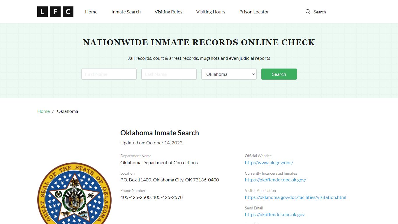 Oklahoma Inmate Search – Oklahoma Department of Corrections Offender Lookup